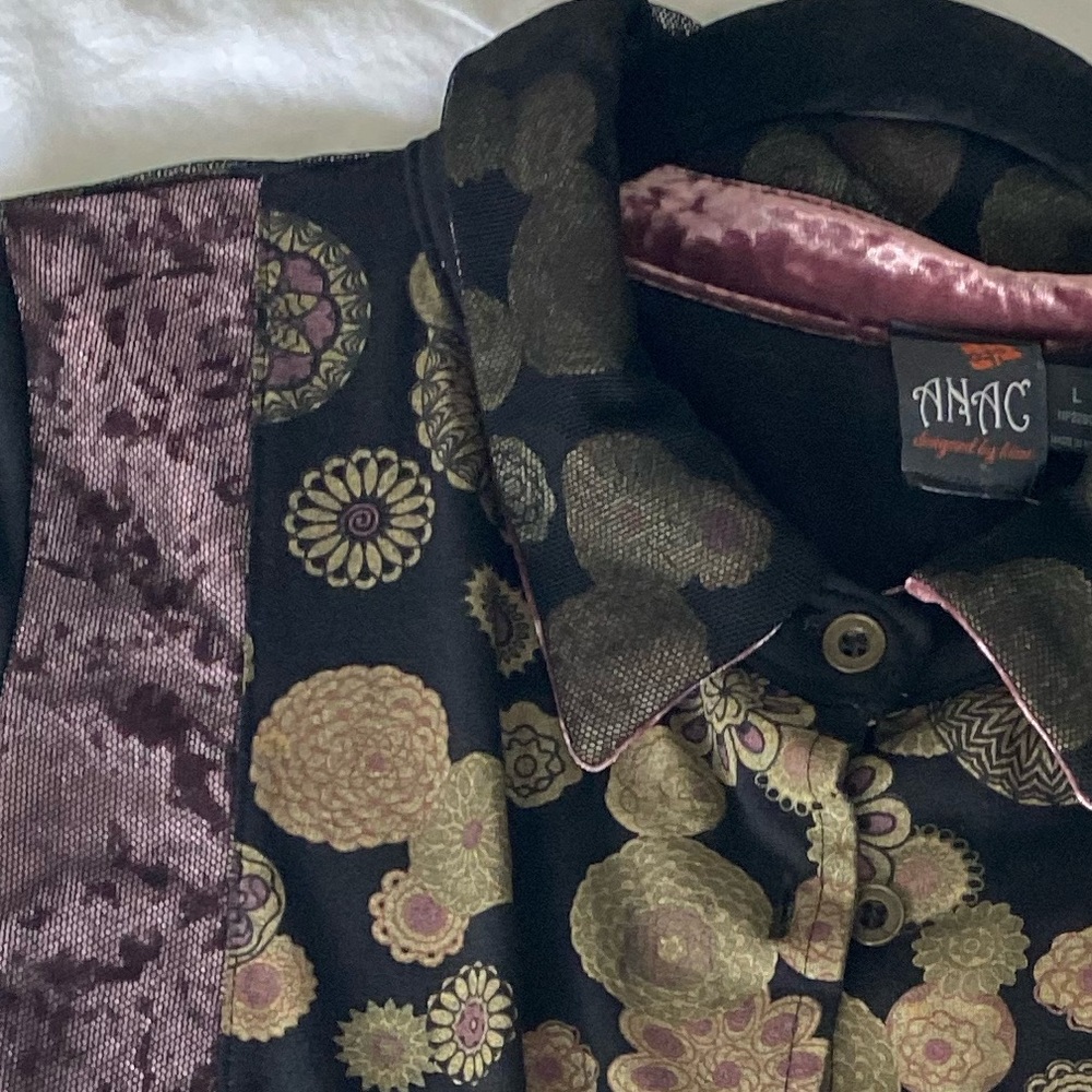 Anac Black and Purple Blouse with Luxurious Texture - Picture 2 of 3